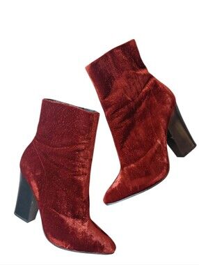 Zara Burgundy Velvet Ankle Boots Women's size 10 Booties